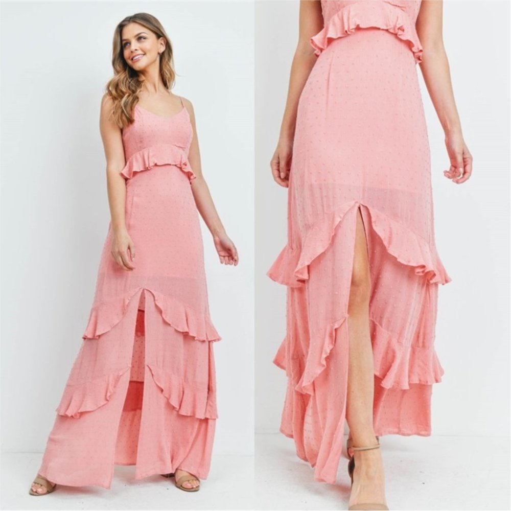 Pink Textured Maxi Dress - Picture 4 of 7